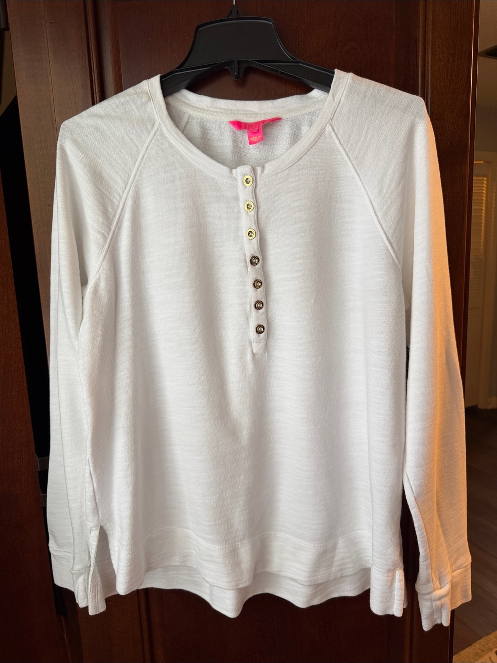 Lilly Pulitzer White Long-Sleeve Henley Top